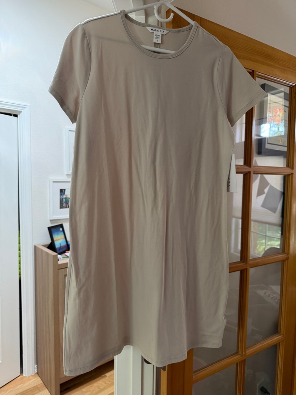 Athleta Taupe Short Sleeve T-Shirt Dress